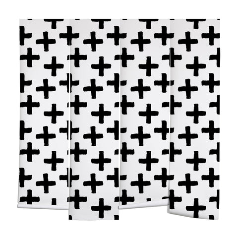 Avenie Cross Pattern Black and White Wall Mural