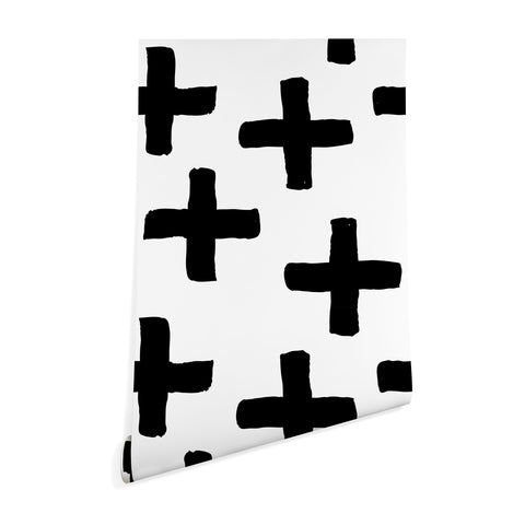 Avenie Cross Pattern Black and White Wallpaper