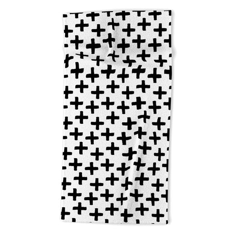 Avenie Cross Pattern Black and White Beach Towel