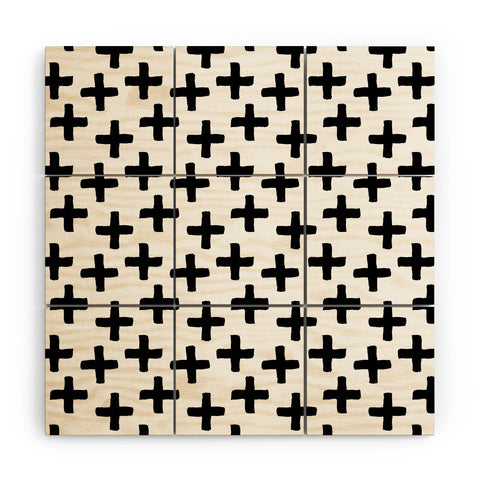 Avenie Cross Pattern Black and White Wood Wall Mural