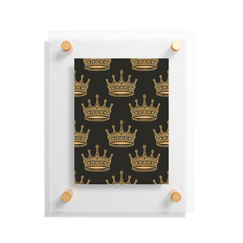 Avenie Crown Pattern Black Floating Acrylic Print