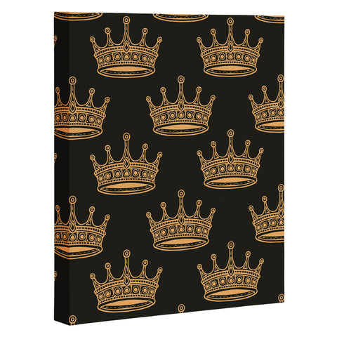 Avenie Crown Pattern Black Art Canvas