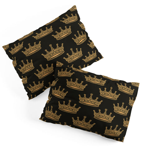 Avenie Crown Pattern Black Pillow Shams