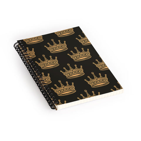 Avenie Crown Pattern Black Spiral Notebook