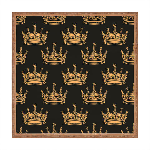 Avenie Crown Pattern Black Square Tray