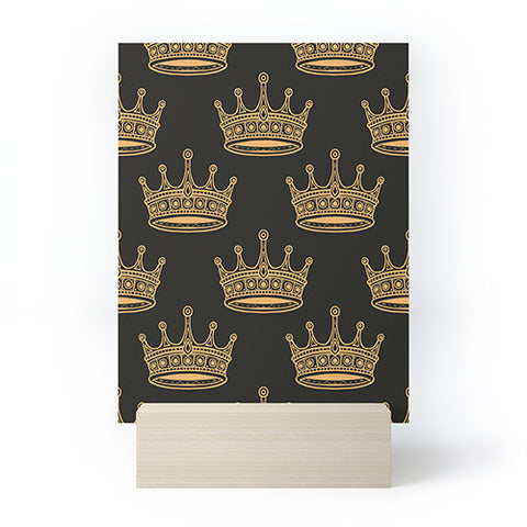 Avenie Crown Pattern Black Mini Art Print