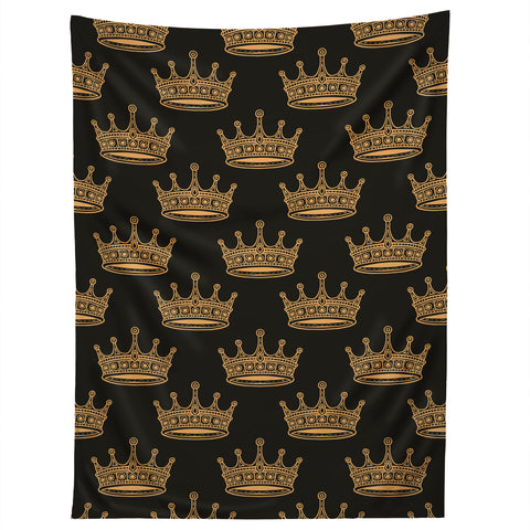 Avenie Crown Pattern Black Tapestry