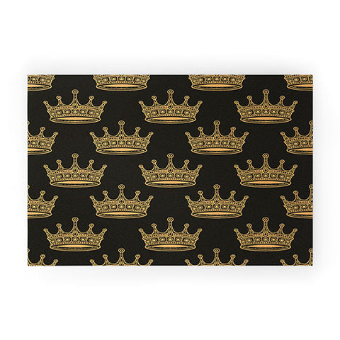Avenie Crown Pattern Black Welcome Mat