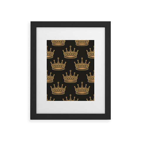 Avenie Crown Pattern Black Framed Art Print