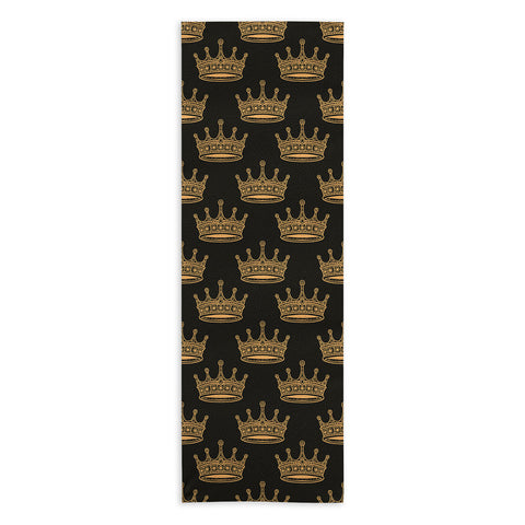 Avenie Crown Pattern Black Yoga Towel
