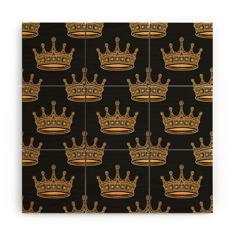 Avenie Crown Pattern Black Wood Wall Mural