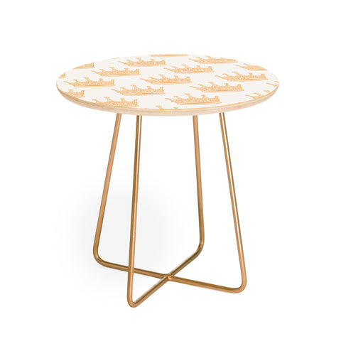 Avenie Crown Pattern Light Round Side Table