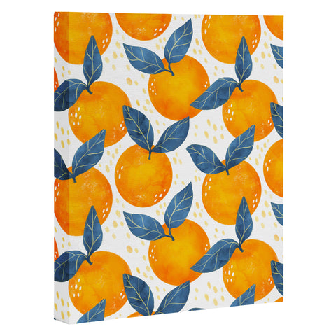 Avenie Cyprus Oranges Blue and Orange Art Canvas