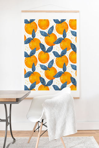 Avenie Cyprus Oranges Blue and Orange Art Print And Hanger