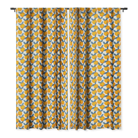 Avenie Cyprus Oranges Blue and Orange Blackout Window Curtain