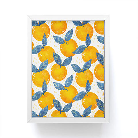 Avenie Cyprus Oranges Blue and Orange Framed Mini Art Print