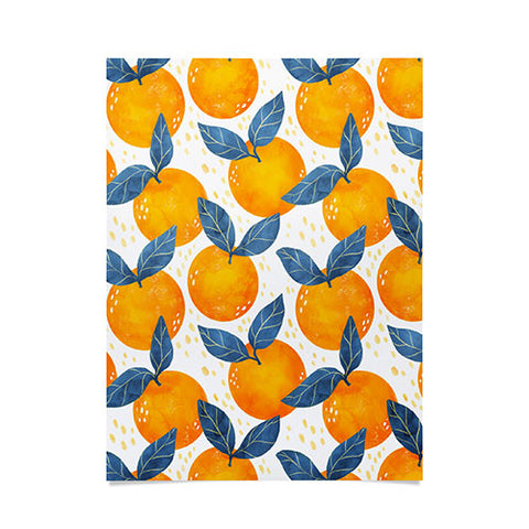 Avenie Cyprus Oranges Blue and Orange Poster