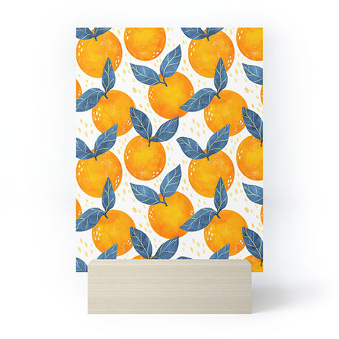 Avenie Cyprus Oranges Blue and Orange Mini Art Print