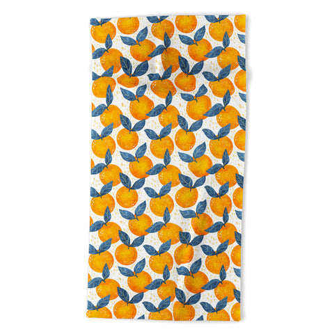 Avenie Cyprus Oranges Blue and Orange Beach Towel