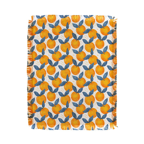 Avenie Cyprus Oranges Blue and Orange Throw Blanket