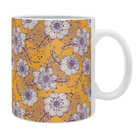 Avenie Dahlia Lineart Orange Coffee Mug