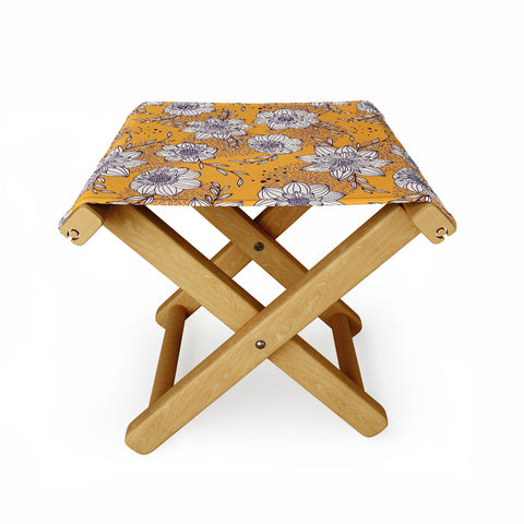Avenie Dahlia Lineart Orange Folding Stool