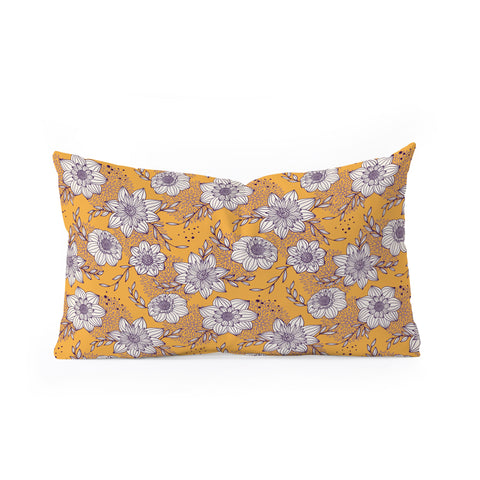 Avenie Dahlia Lineart Orange Oblong Throw Pillow