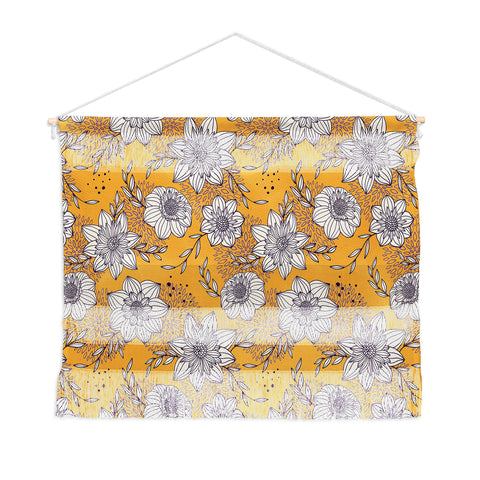 Avenie Dahlia Lineart Orange Wall Hanging Landscape