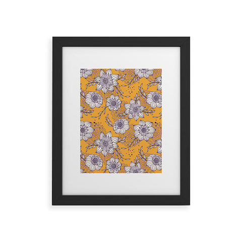 Avenie Dahlia Lineart Orange Framed Art Print