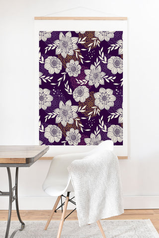 Avenie Dahlia Lineart Purple Art Print And Hanger