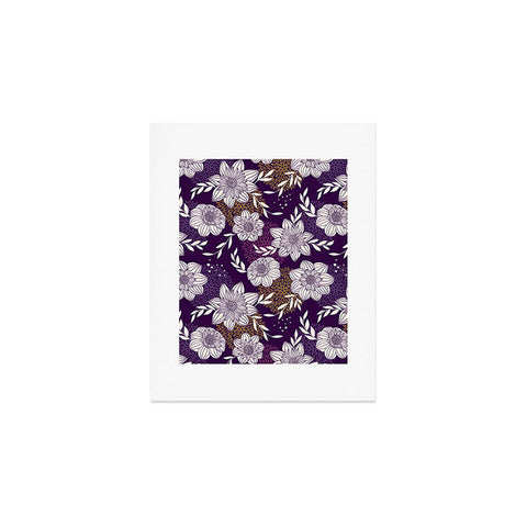 Avenie Dahlia Lineart Purple Art Print