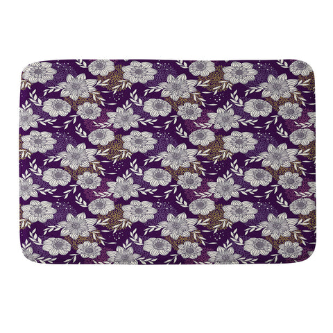 Avenie Dahlia Lineart Purple Memory Foam Bath Mat