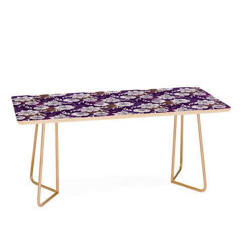 Avenie Dahlia Lineart Purple Coffee Table