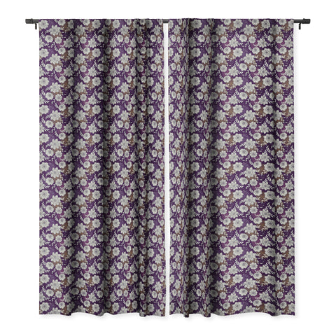 Avenie Dahlia Lineart Purple Blackout Window Curtain