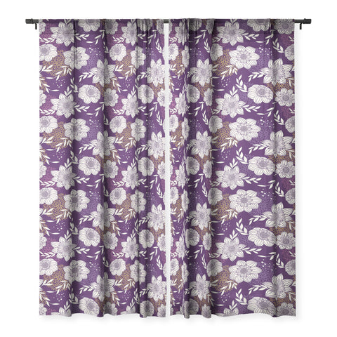 Avenie Dahlia Lineart Purple Sheer Non Repeat
