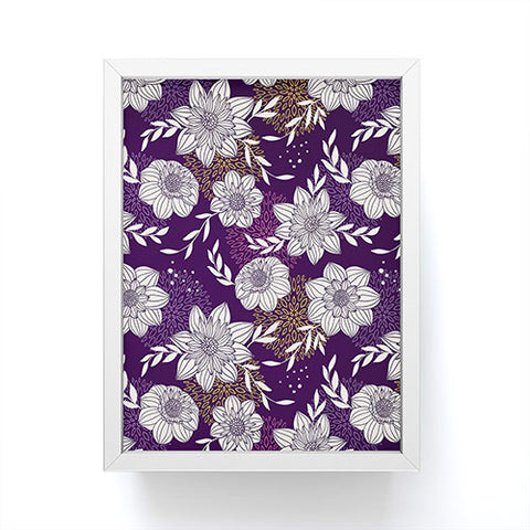 Avenie Dahlia Lineart Purple Framed Mini Art Print