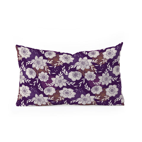 Avenie Dahlia Lineart Purple Oblong Throw Pillow
