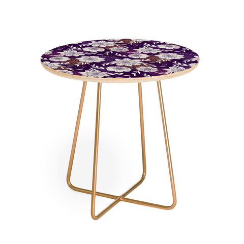Avenie Dahlia Lineart Purple Round Side Table