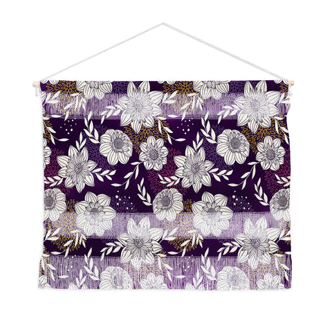 Avenie Dahlia Lineart Purple Wall Hanging Landscape