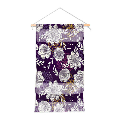 Avenie Dahlia Lineart Purple Wall Hanging Portrait