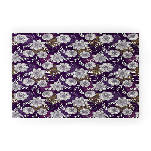 Avenie Dahlia Lineart Purple Welcome Mat