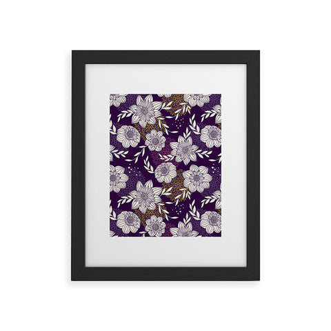 Avenie Dahlia Lineart Purple Framed Art Print