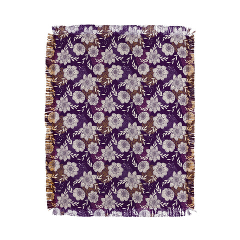 Avenie Dahlia Lineart Purple Throw Blanket