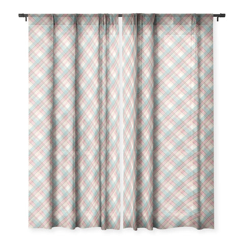 Avenie Diagonal Tartan Vintage Sheer Window Curtain