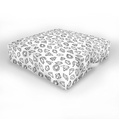 Avenie Diamonds Black and White Outdoor Floor Cushion