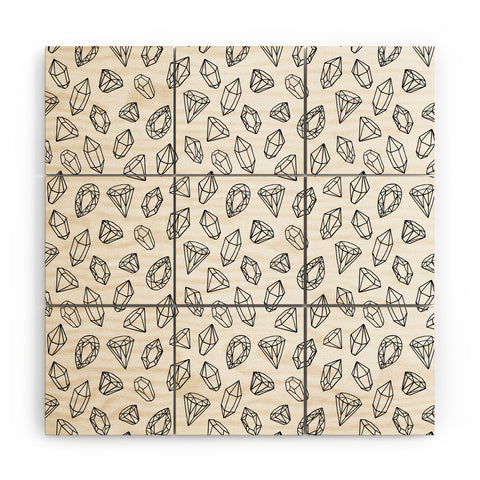 Avenie Diamonds Black and White Wood Wall Mural