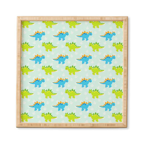 Avenie Dinosaur Pattern Stegosaurus Framed Wall Art