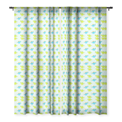 Avenie Dinosaur Pattern Stegosaurus Sheer Window Curtain