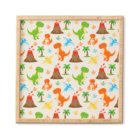 Avenie Dinosaur Pattern T Rex Framed Wall Art