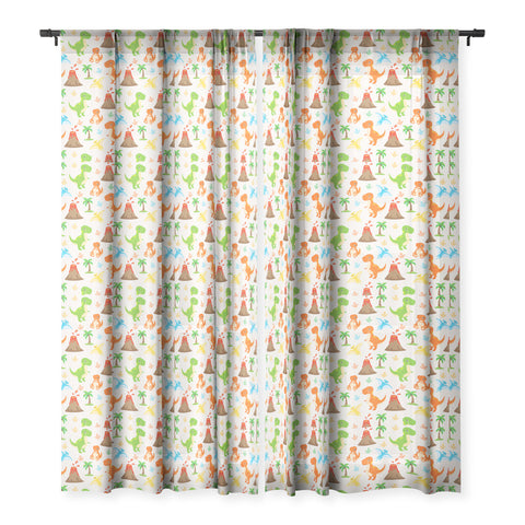 Avenie Dinosaur Pattern T Rex Sheer Window Curtain